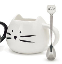 Load image into Gallery viewer, Cute Ceramic Cat Coffee Mug And Steel Spoon Set